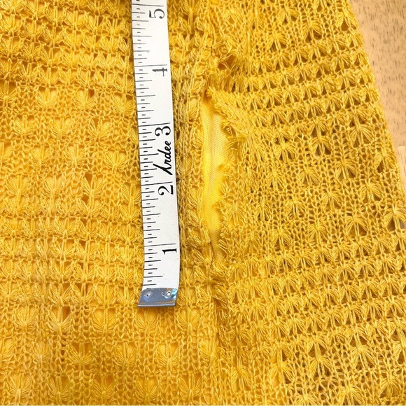 NWT FLOERNS Yellow Crochet Halter Midi Dress with Fringe - Picture 7 of 13